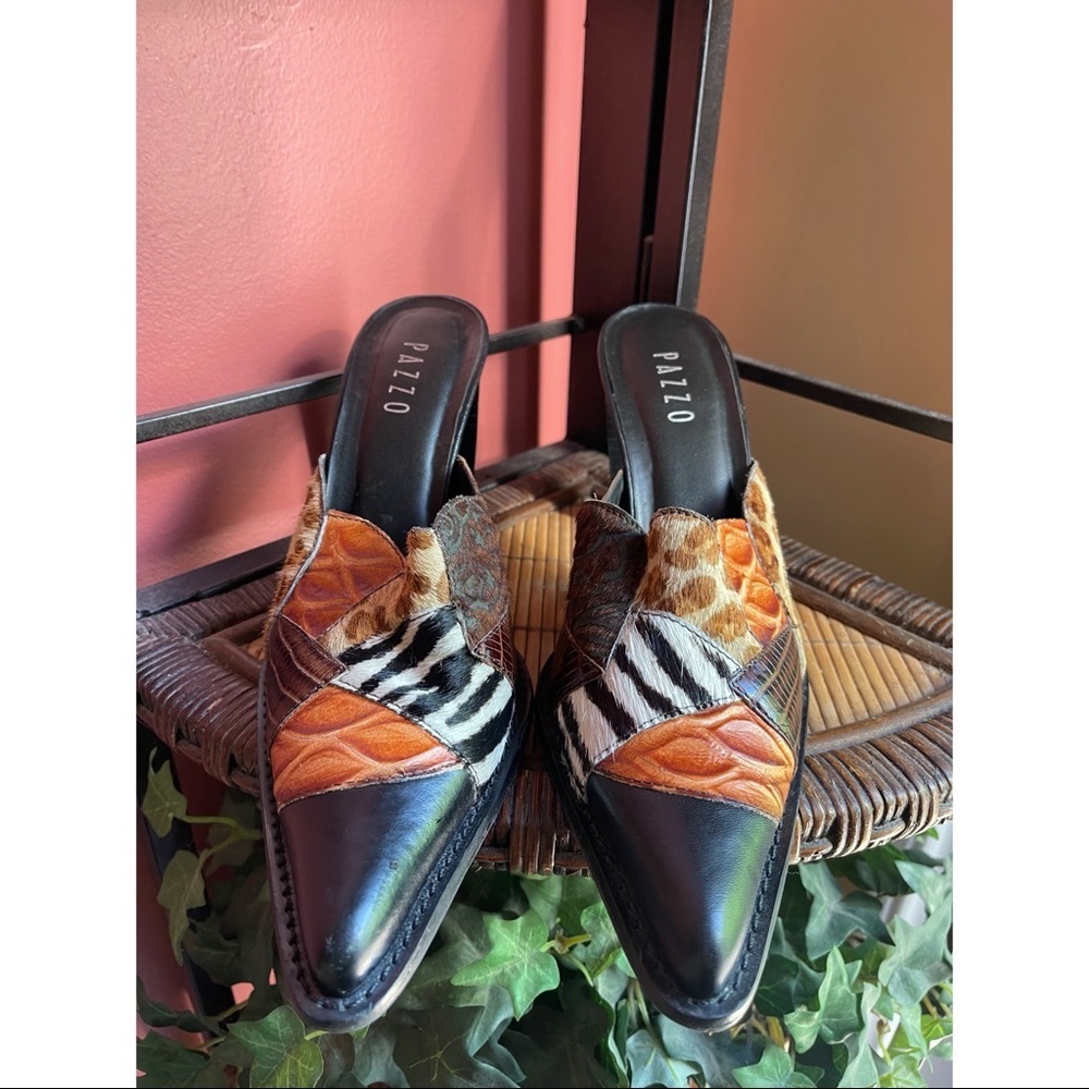 VINTAGE PAZZO calf hair safari heels sz 7 - Picture 9 of 11
